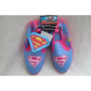 DC Comics Super girl Slip On Swim shoes SG108 Girl Blue Pink Size L 11-12 New